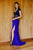 Tadashi Shoji - Two Tone Lace V-neck Fitted Dress In Black and Blue