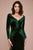 Tadashi Shoji - Wide V Neck Long Sleeve Velvet Evening Dress In Green