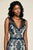 Tadashi Shoji - Embroidered Tulle V-Neck Sheath Gown In Blue and White