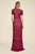 Tadashi Shoji - Lace Short Sleeve V-neck Fitted Dress In Red and Neutral