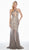 Ashley Lauren - 1458 Embellished Halter Trumpet Dress With Cutout In Silver and Gray