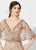 Ivonne D for Mon Cheri - 219D72W Embroidered Deep V-neck Sheath Dress In Gold