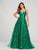 Ellie Wilde - EW119005 Sleeveless Scoop Back Beaded Lace A-Line Gown In Green