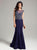 Lara Dresses - Gorgeous Illusion Neck Sheer A-Line Gown 32839 in Blue