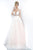Jovani - 1310 Spaghetti Straps Sheer Embroidered Bodice Tulle Ballgown In White and Pink