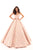 Tarik Ediz - 50404 V-neck Jacquard Pleated Ballgown In Orange