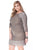 Shail K - Quarter Length Sleeve Bead Embellished Cocktail Dress 1092 In Platinum
