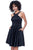 Shail K - Short Halter Neck Scuba A-line Dress 4014  in Black