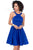 Shail K - Short Halter Neck Scuba A-line Dress 4014 in Blue
