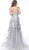 Jovani - 62405 Embroidered Plunging V-neck A-line Gown In Silver