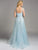 Lara Dresses - Sheer Appliqued Illusion A-Line Evening with Rhinestone and Pearl Embellisments Dress 33217 in Blue