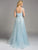 Lara Dresses - Sheer Appliqued Illusion A-Line Evening with Rhinestone and Pearl Embellisments Dress 33217 in Blue