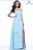 Embellished Draped Chiffon Evening Gown with High Slit 7361