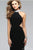 Bejeweled High Halter Chiffon Evening Gown with Side Cut-outs 7700