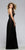 Sheer Lace Appliqued Chiffon A-Line Gown in Black