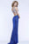 7333 Sequined V Neck Empire Evening Gown