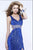 7333 Sequined V Neck Empire Evening Gown
