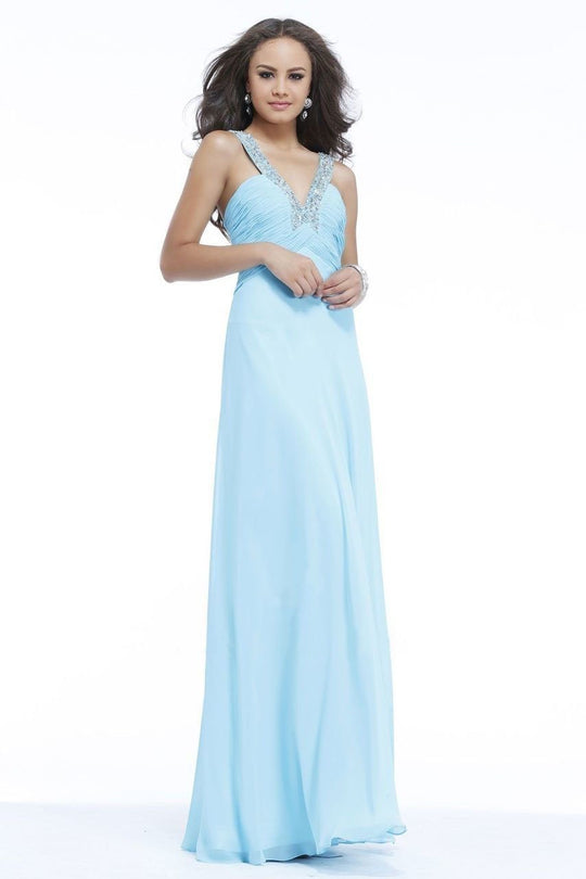 Divine Ruched Chiffon Dress with Embellished Straps 7336