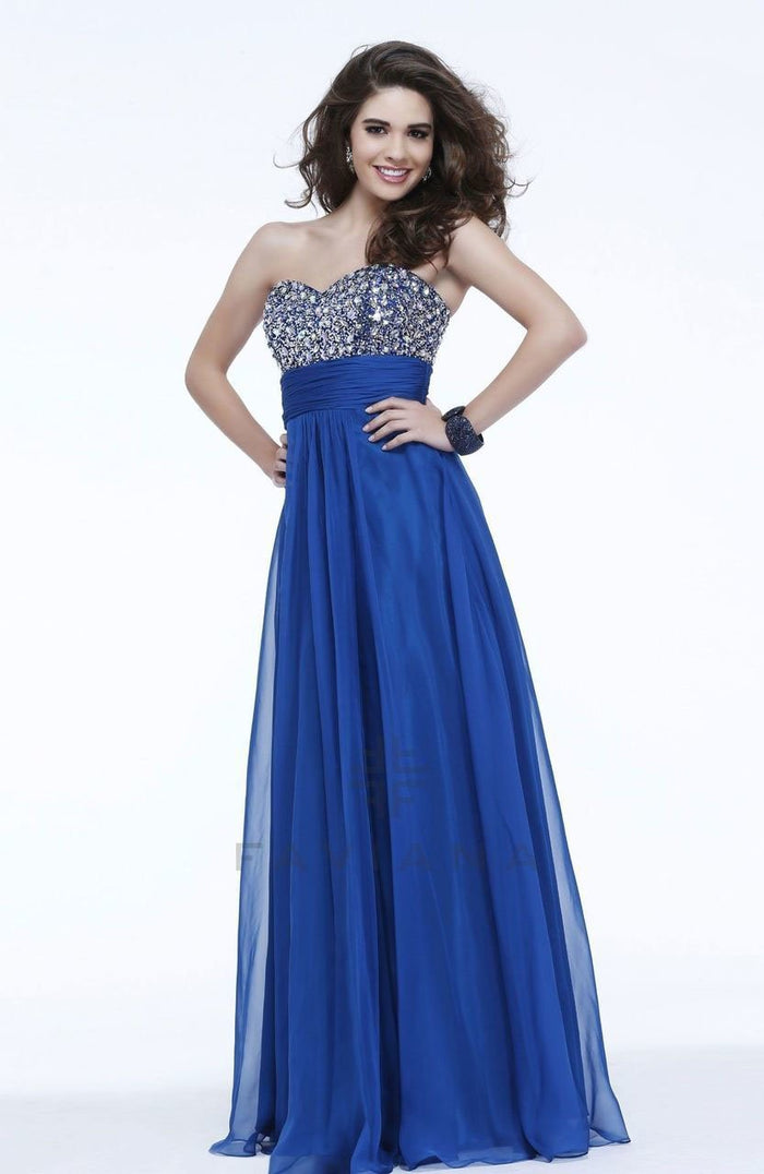 Intricately Beaded Ruched Chiffon Long Evening Gown 7337