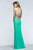 7516 Strappy Beaded Halter Sheath Long Gown