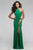 Bejeweled High Halter Evening Gown with Side Cut-outs 7543