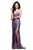 Sequined Draped Sweetheart Evening Gown with High Slit 7579