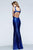 7581 Sleeveless V Neck Sequined Sheath Long Gown