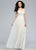 7717 V- neck Prom Dress with Lace and Beading Detail