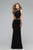 Faviana - Strappy Scoop Evening Dress with Side Cutouts 7734 In Black and Gold
