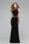 7734 Jersey scoop neck Long dress with side cut-outs