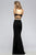 Luscious Two Piece Black Neoprene Dress with Gold Bands 7736-1