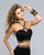 Luscious Two Piece Black Neoprene Dress with Gold Bands 7736-1