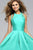 7752e High low Jewel Neck A-line Dress