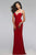 7764 Beaded Illusion V-neck Sheath Dress
