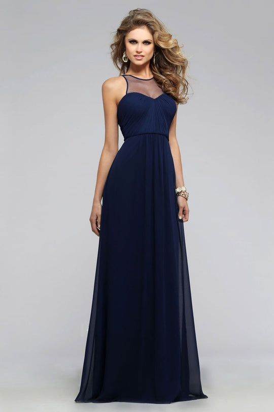 Humble Ruched Chiffon Dress with Illusion Sweetheart Neckline 7774E