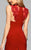 7857 Short Jersey Cocktail Dress with Lace Sleeves Detail