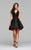 7861 Short Mikado Cocktail Dress with Lace Applique