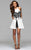 7864 Ottoman High Neck Cocktail Dress with Lace Applique