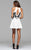 7864 Ottoman High Neck Cocktail Dress with Lace Applique