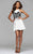 7864 Ottoman High Neck Cocktail Dress with Lace Applique
