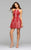 7874 Structured mesh halter cocktail dress with lace applique and full skirt