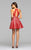 7874 Structured mesh halter cocktail dress with lace applique and full skirt