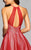 7874 Structured mesh halter cocktail dress with lace applique and full skirt