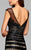 7886 Short bodycon cocktail dress with elastic and lace banding and illusion beaded bodice