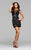 7886 Short bodycon cocktail dress with elastic and lace banding and illusion beaded bodice