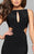 7897 Jersey high neck evening dress with keyhole, side cut-outs and contrast lining