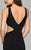 7897 Jersey high neck evening dress with keyhole, side cut-outs and contrast lining