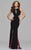 7897 Jersey high neck evening dress with keyhole, side cut-outs and contrast lining