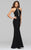 7899 Open back halter evening dress with illusion front and back with rhinestone detail.