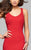7901 Ponte Scoop Back Ruffle High Slit Gown